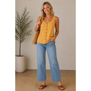 Universal Threads Mustard Yellow Button Up Tank Top M